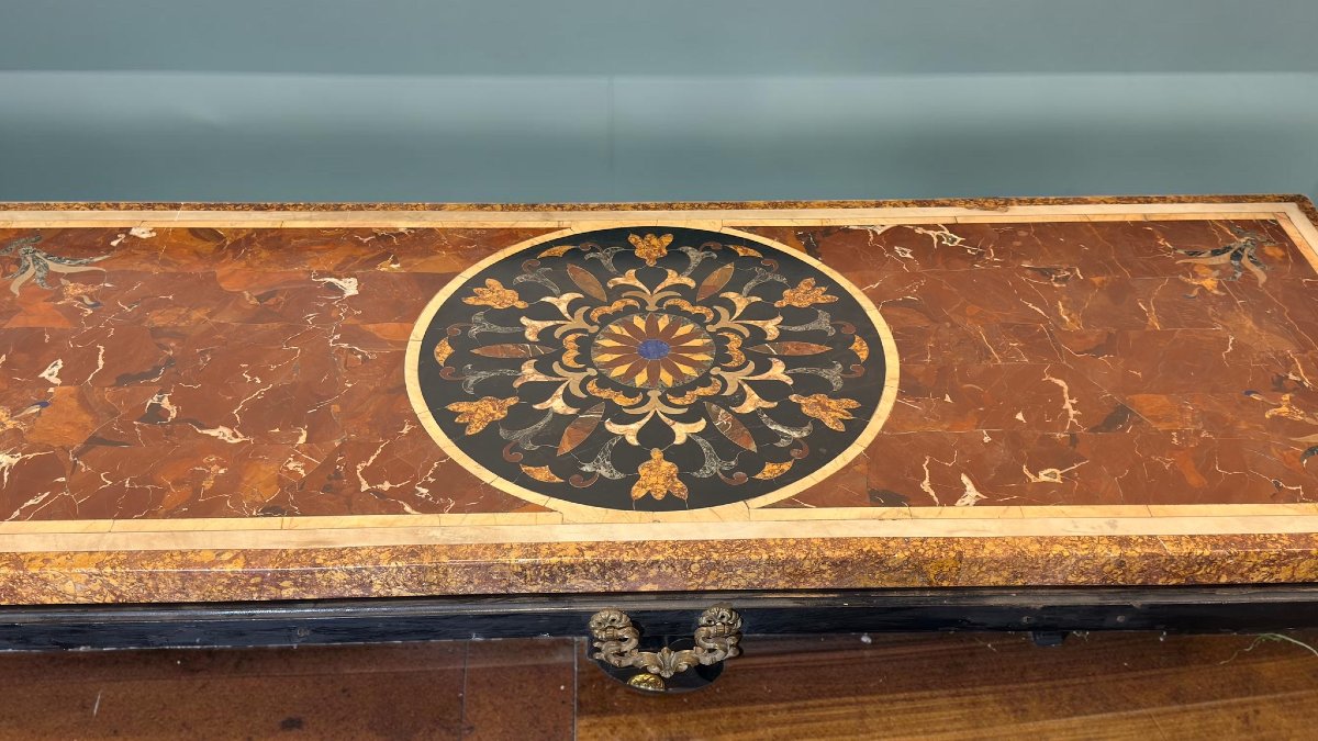 Table With Inlaid Marbles 18/19 Century -photo-3