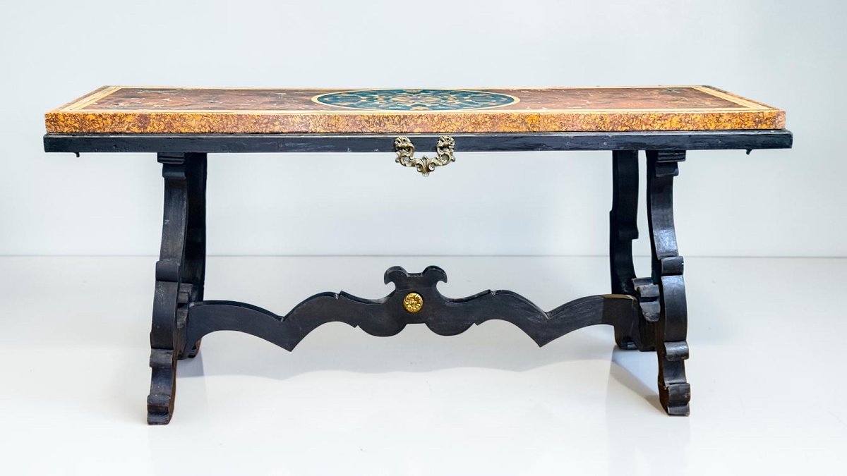 Table With Inlaid Marbles 18/19 Century -photo-8