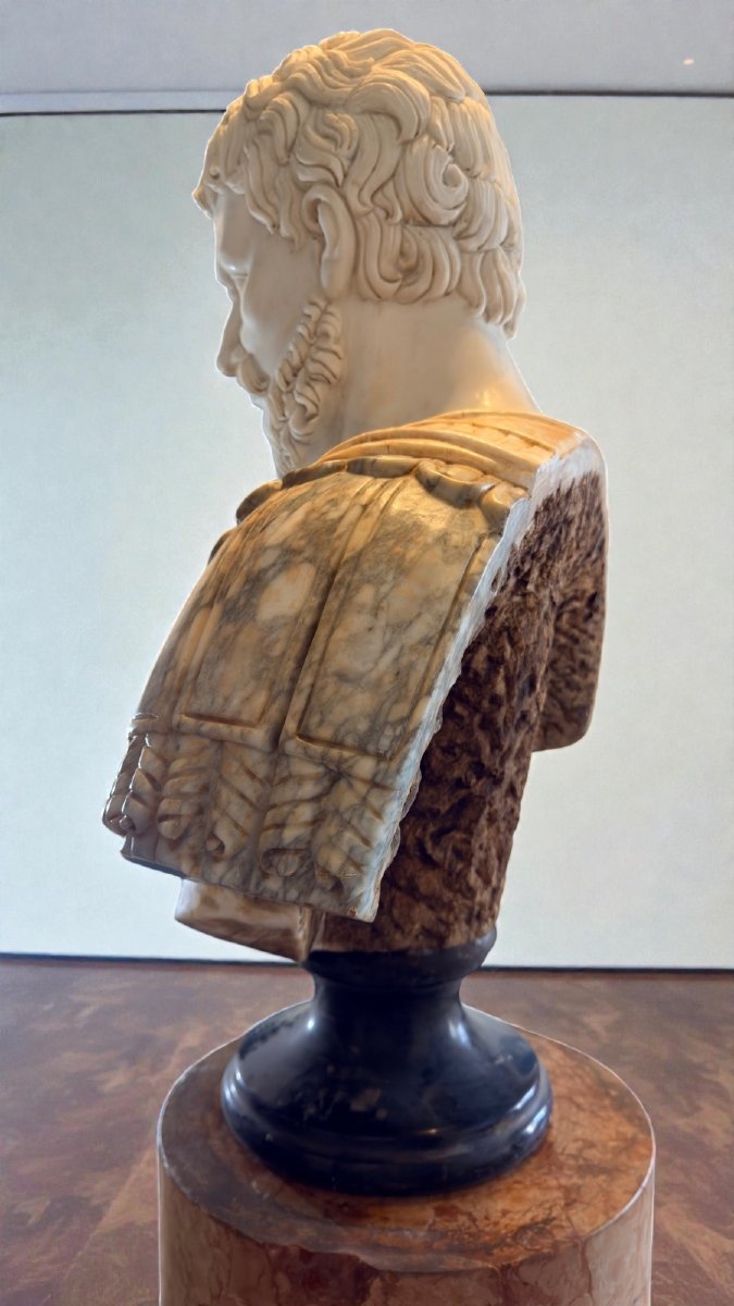 Buste Empereur Romain Settimio Severo Marbre Rare -photo-3