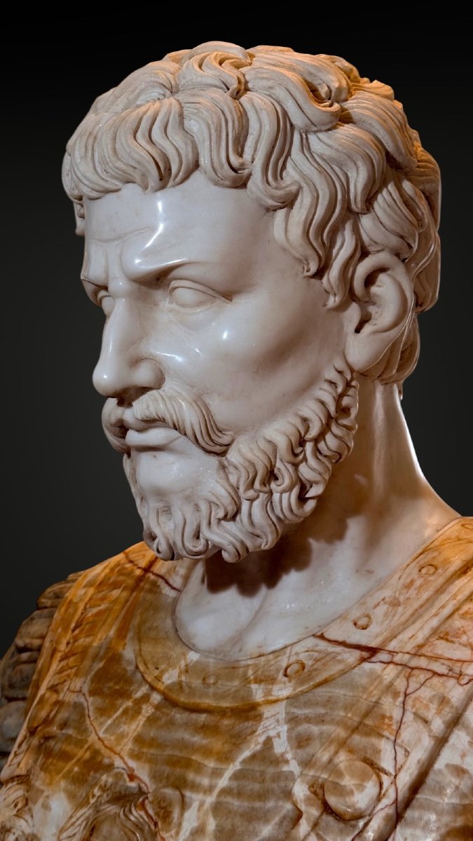 Buste Empereur Romain Settimio Severo Marbre Rare -photo-4