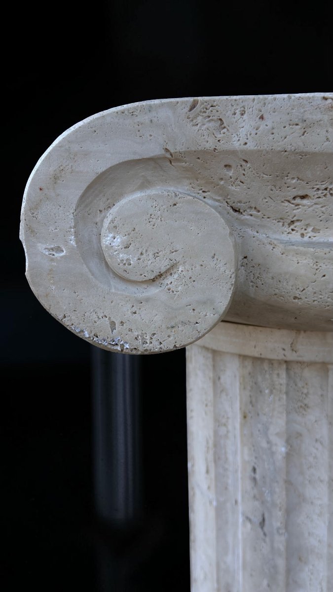 Pair Of Roman Travertine Marble Capital Columns -photo-2