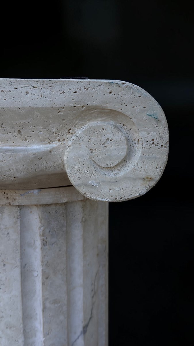 Pair Of Roman Travertine Marble Capital Columns -photo-3