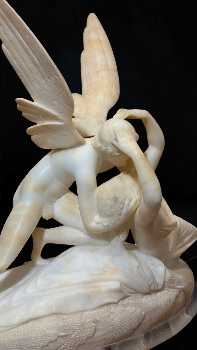 Sculptural Group Depicting Cupid And Psyche, After Canova, Marble-photo-8