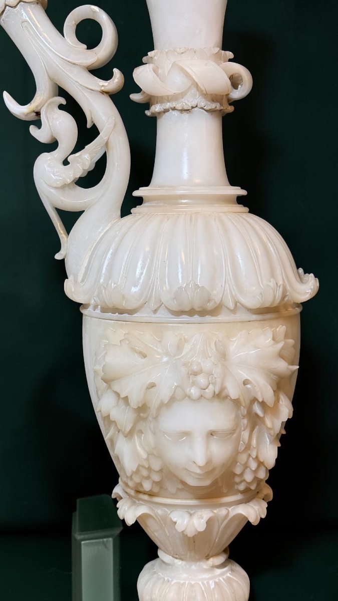Monumental Pair Of Marble Amphorae/vases With Masks -photo-5