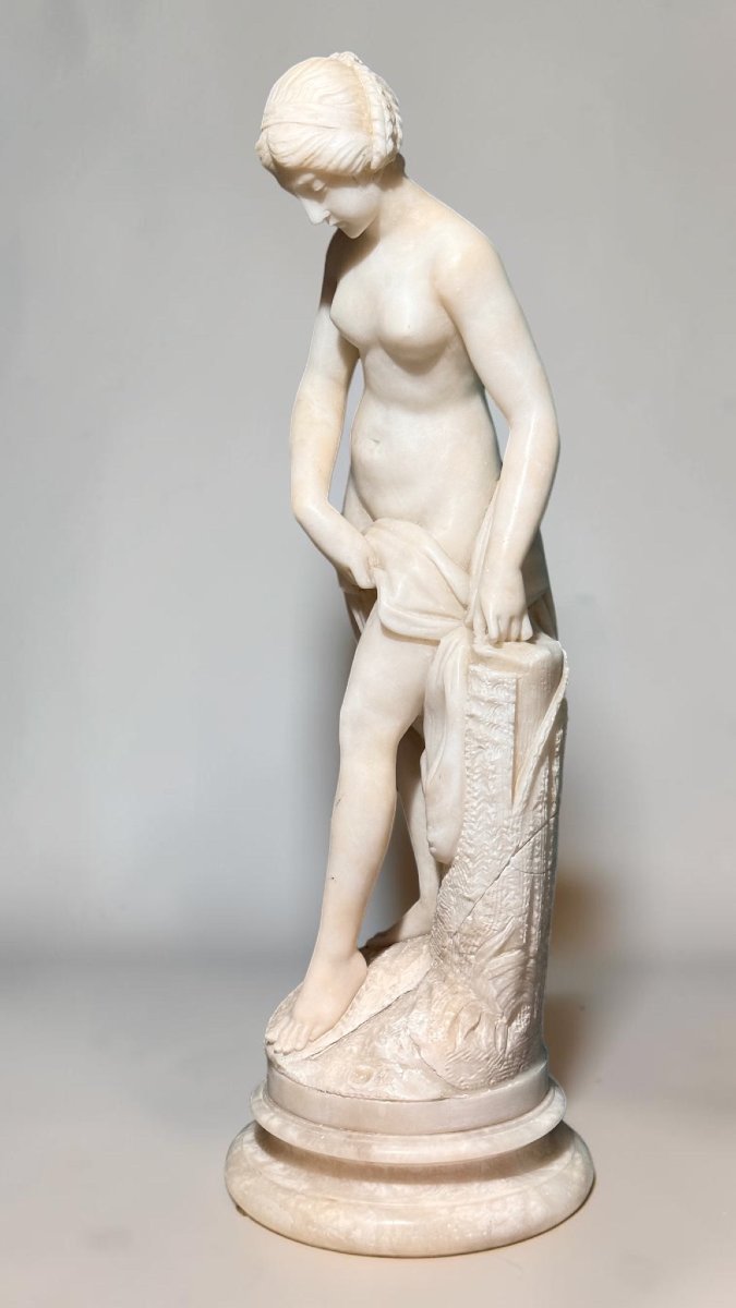 Statue femme nue, plus connue sous le nom de Baigneuse Marbre-photo-1