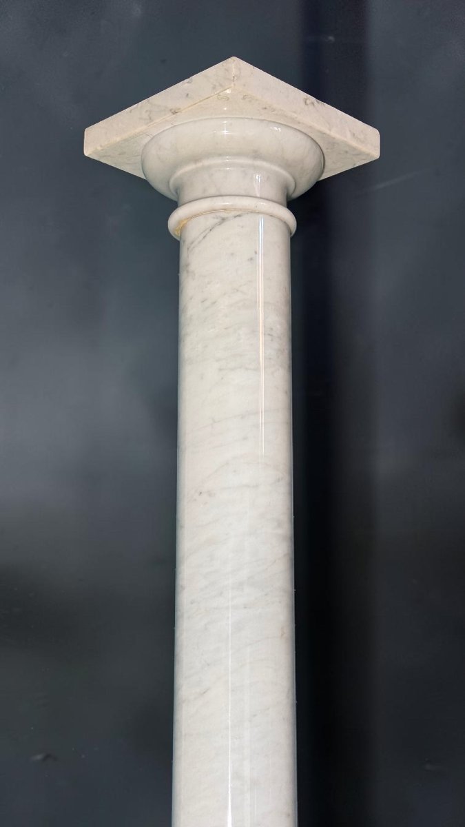 Chapiteau/Colonne en Marbre Blanc de Carrare-photo-3