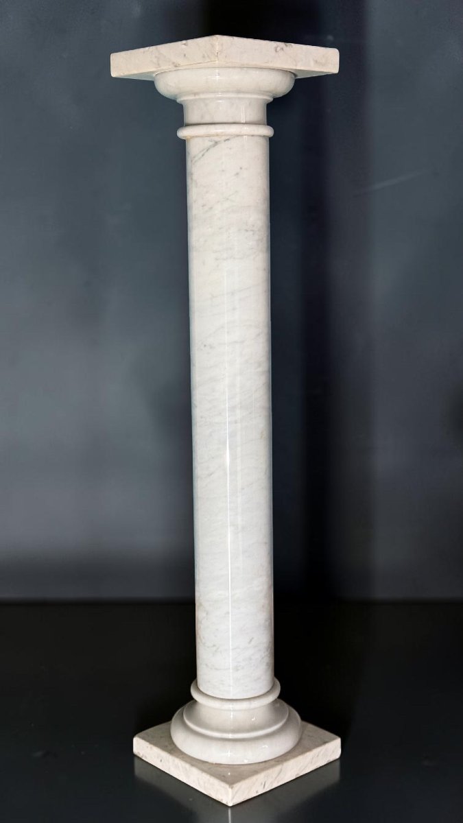 Chapiteau/Colonne en Marbre Blanc de Carrare-photo-3