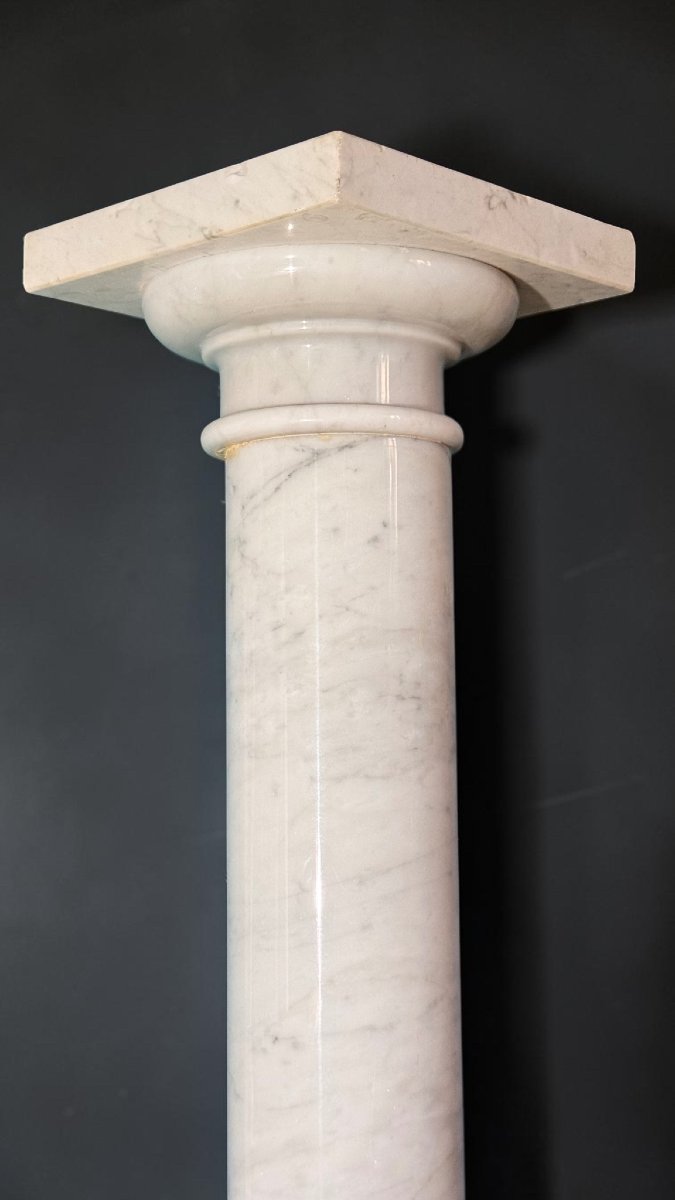 Chapiteau/Colonne en Marbre Blanc de Carrare-photo-4