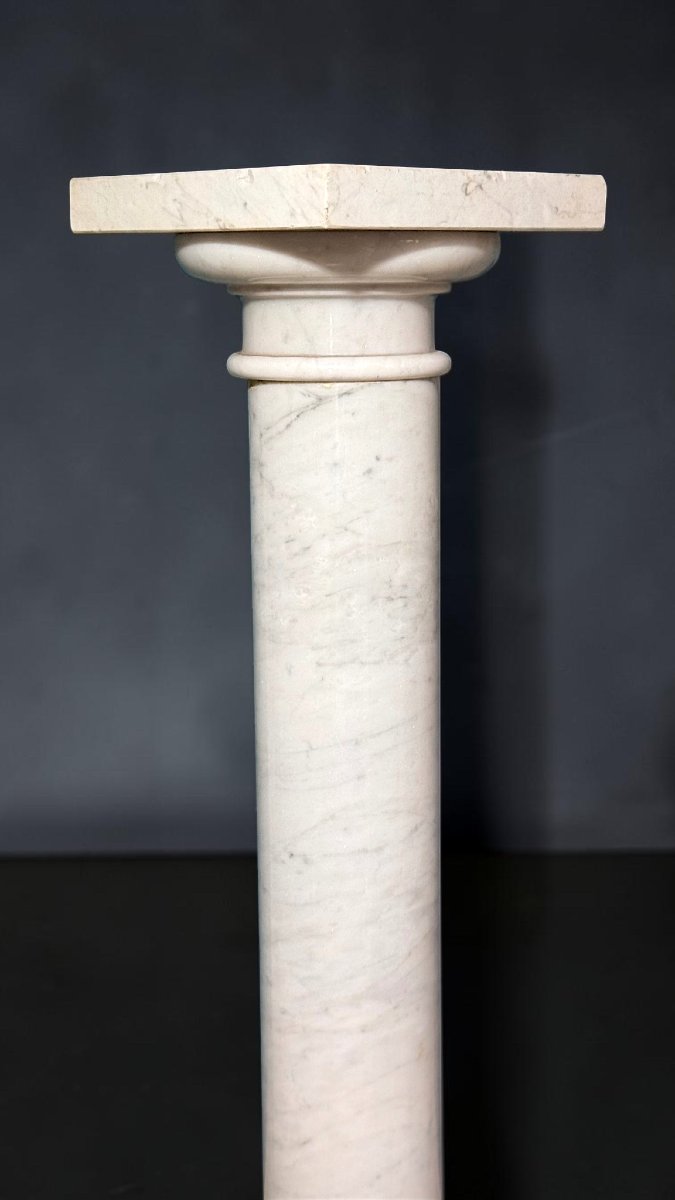 Chapiteau/Colonne en Marbre Blanc de Carrare-photo-5