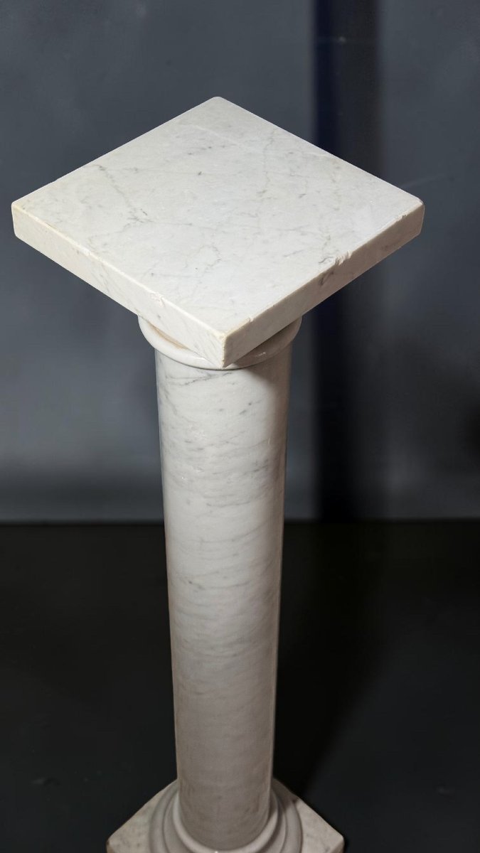 Chapiteau/Colonne en Marbre Blanc de Carrare-photo-6
