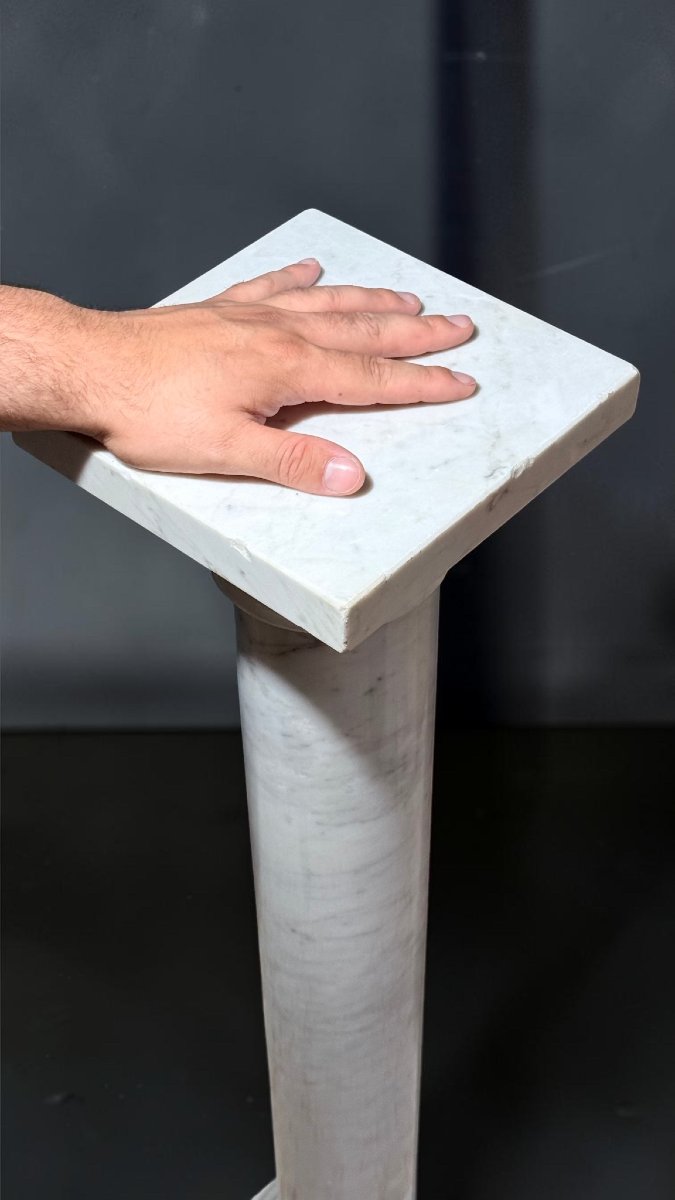 Chapiteau/Colonne en Marbre Blanc de Carrare-photo-8