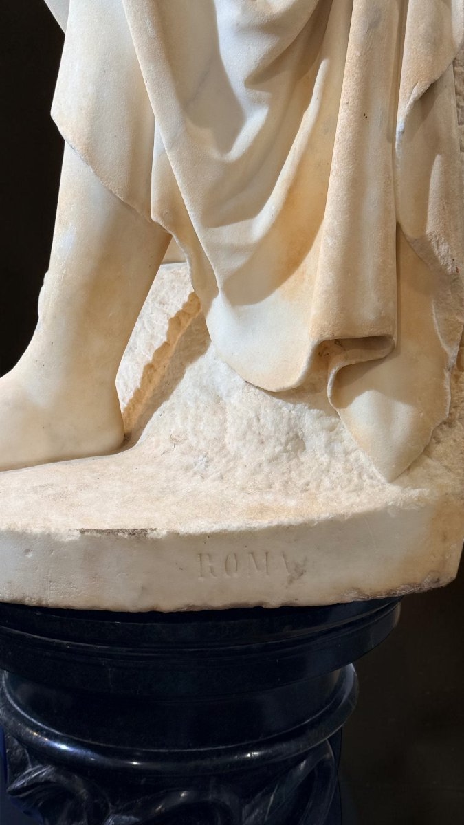 Statue représentant Confiance en Dieu de Lorenzo Bartolini (1777-1850), Marbre Carrara XVIII° -photo-7