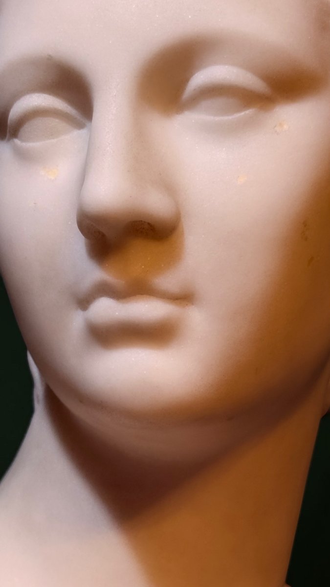 Buste de la déesse Artémis en Marbre Blanc Statuaire de Carrare, Jean-Antoine Houdon XVIII° -photo-4