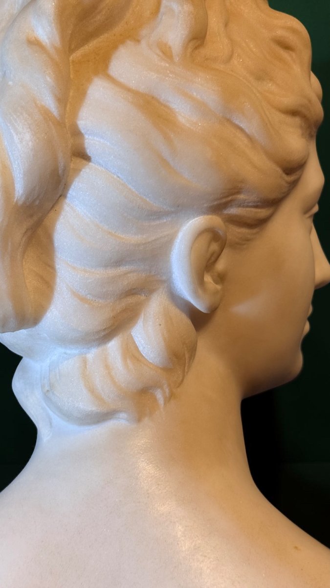 Buste de la déesse Artémis en Marbre Blanc Statuaire de Carrare, Jean-Antoine Houdon XVIII° -photo-6