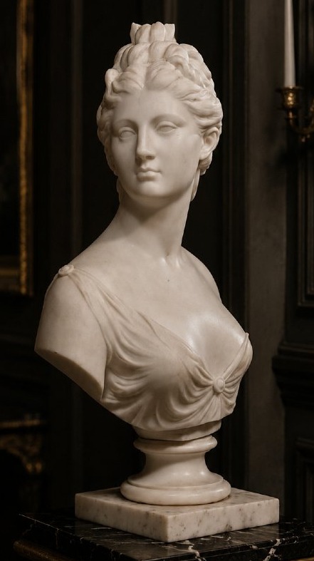 Buste de la déesse Artémis en Marbre Blanc Statuaire de Carrare, Jean-Antoine Houdon XVIII° -photo-8
