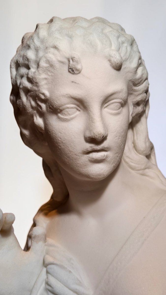 Statue Andromeda By Domenico Menconi (1879) White Carrara Marble -photo-4