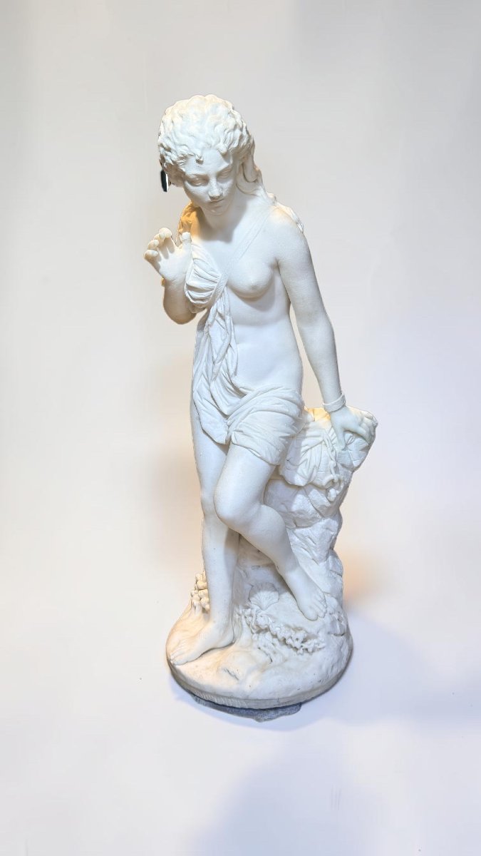 Statue Andromeda By Domenico Menconi (1879) White Carrara Marble -photo-1