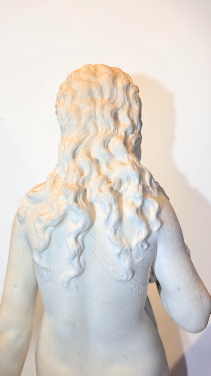 Statue Andromeda By Domenico Menconi (1879) White Carrara Marble -photo-4