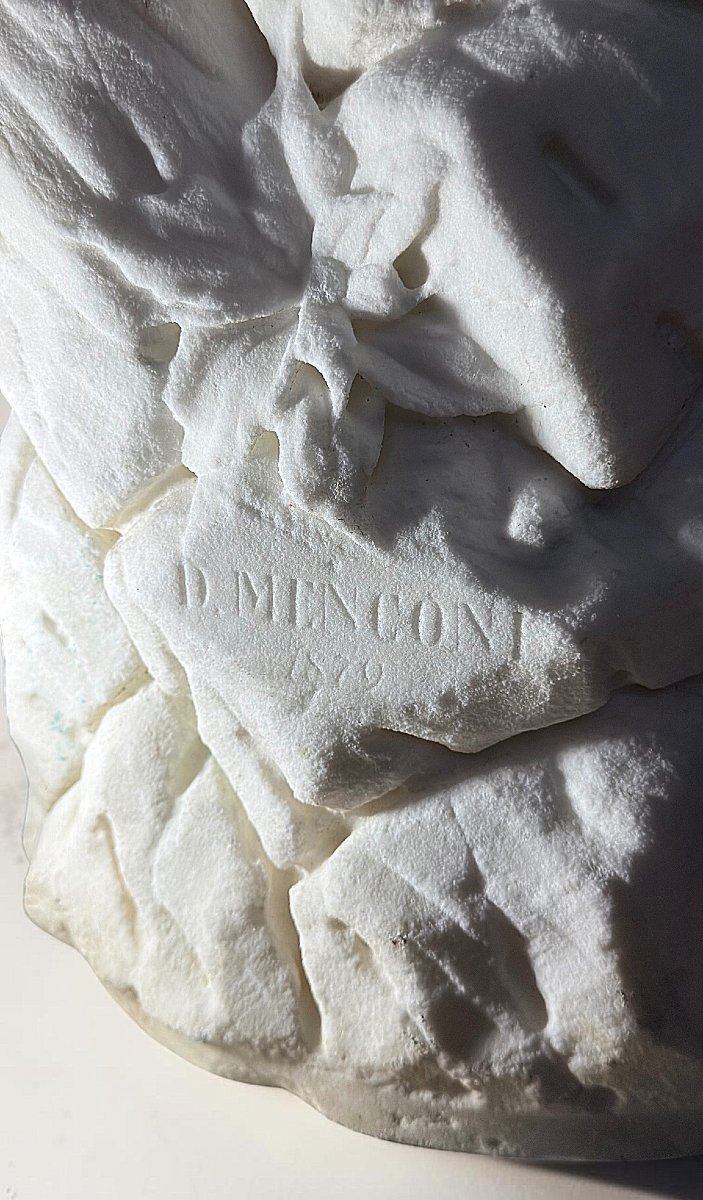 Statue Andromeda By Domenico Menconi (1879) White Carrara Marble -photo-8