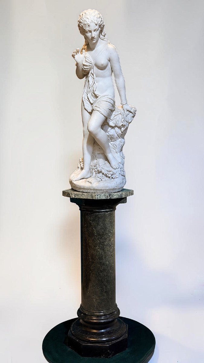 Statue Andromeda By Domenico Menconi (1879) White Carrara Marble 