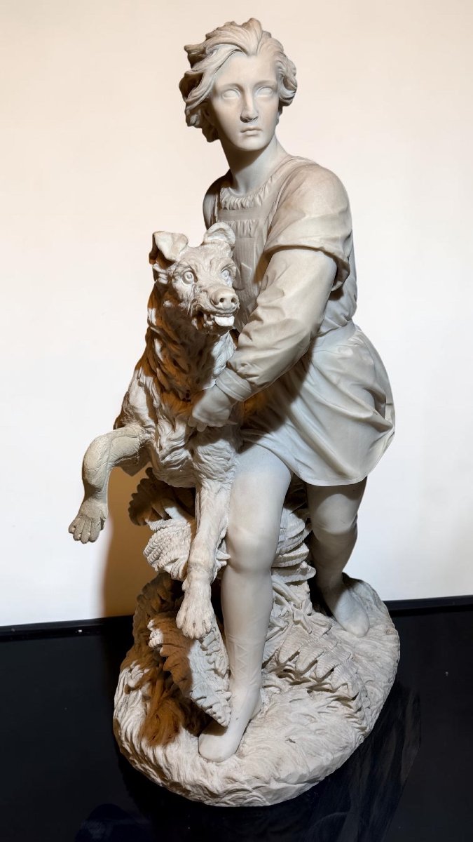Statue représentant « Le Jeune Romilly » (1863), attribuée à Alexander Munro, Marbre Carrara -photo-3