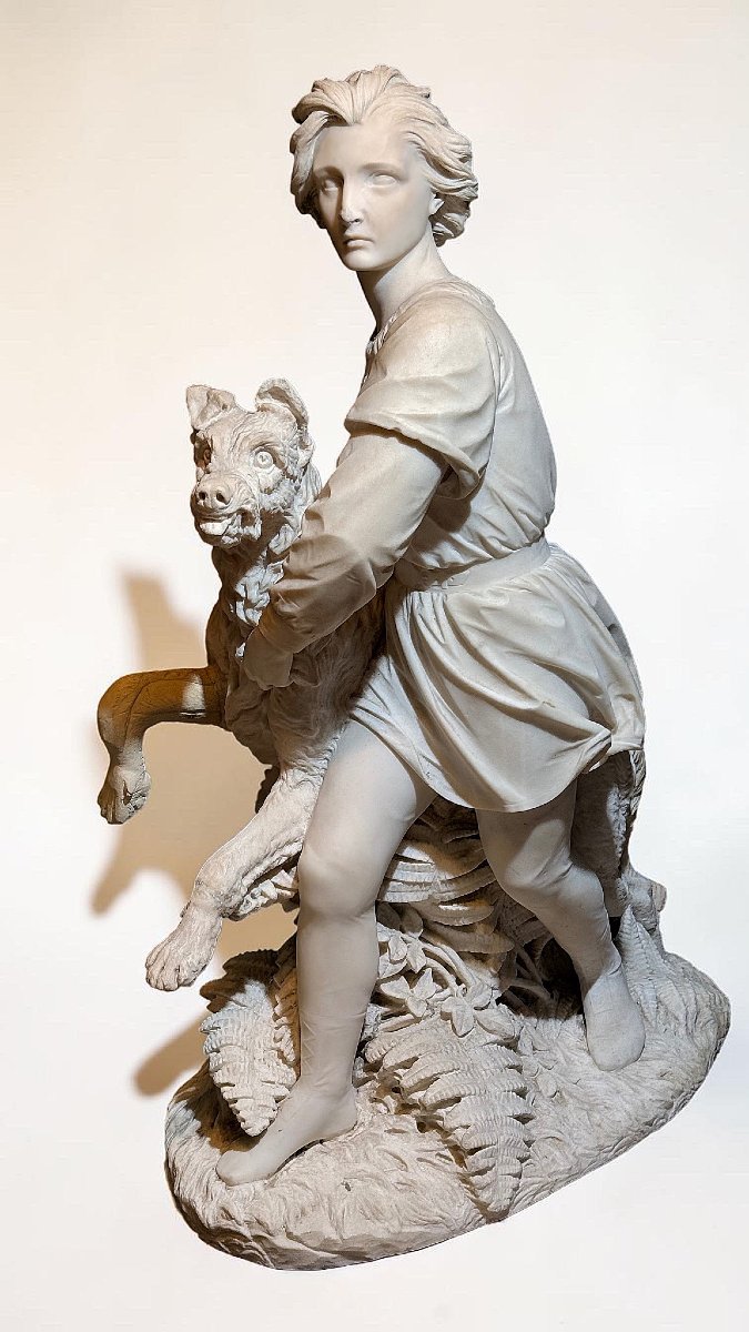 Statue représentant « Le Jeune Romilly » (1863), attribuée à Alexander Munro, Marbre Carrara -photo-1