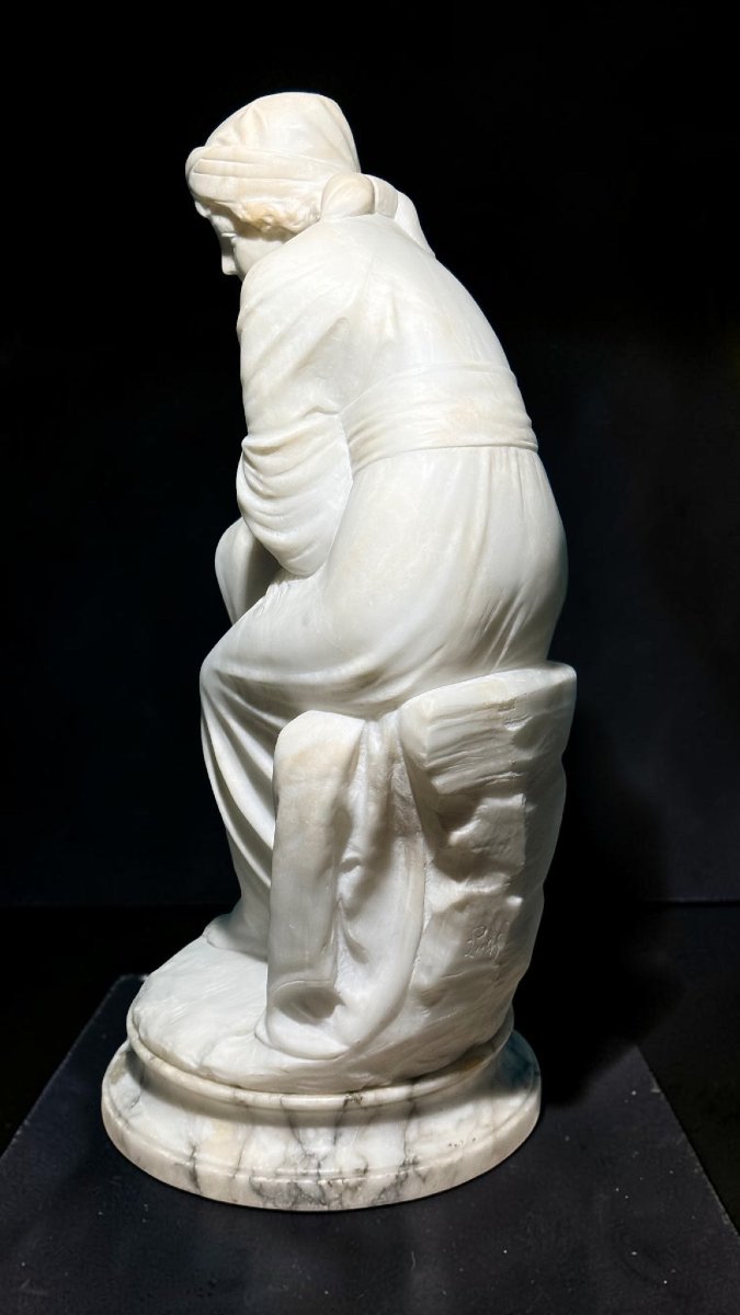Statue Depicting A Young Girl With Her Hand On Her Chin Marble -photo-7