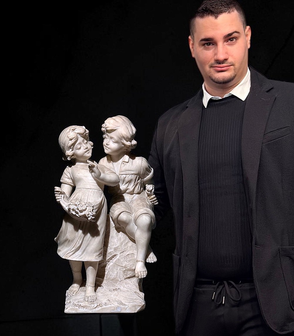 Statue représentant deux enfants-photo-2
