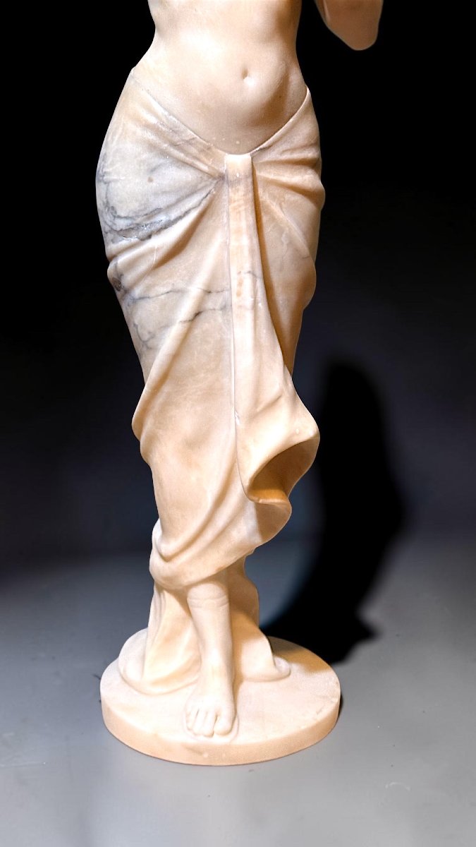 Statue jeune danseuse orientale, ornée de feuilles d'or pur, Marbre Carrara -photo-6