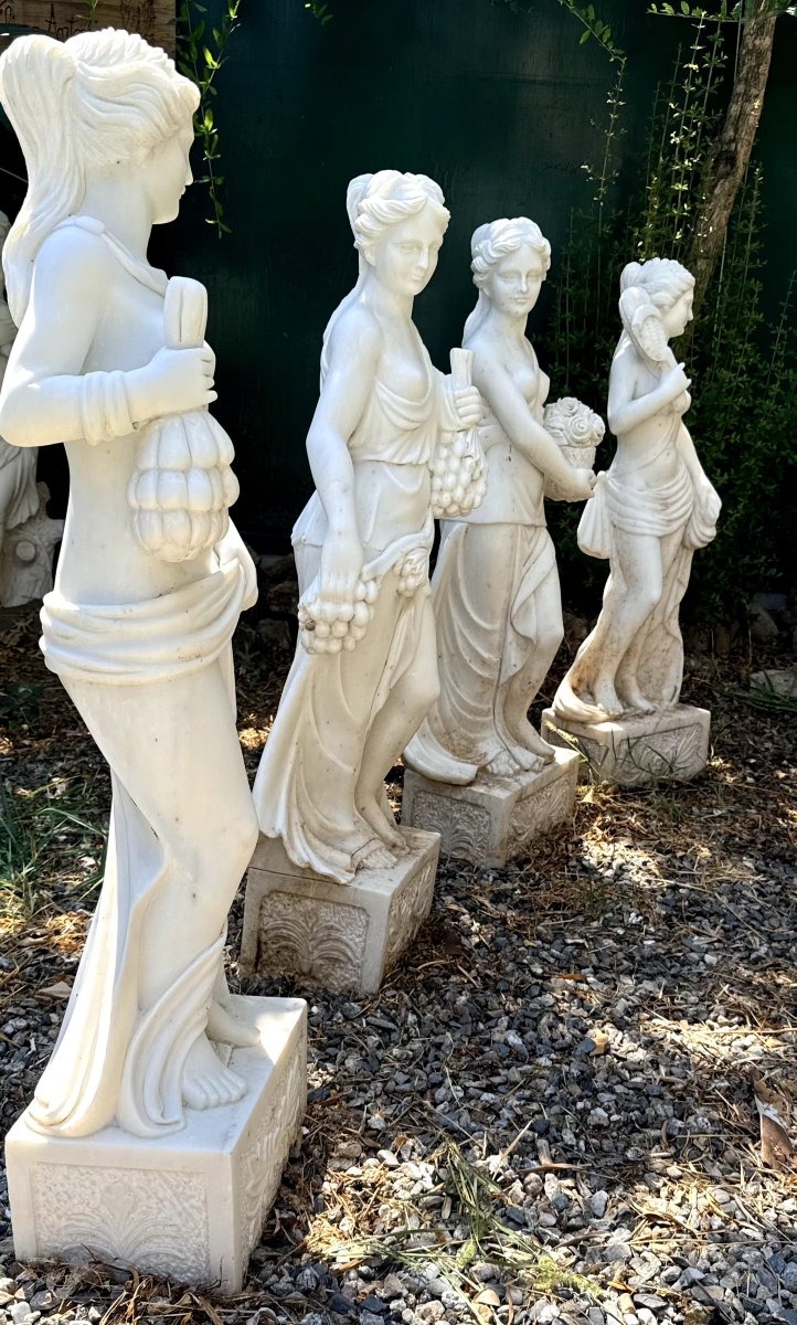 Statues représentant les Quatre Saisons. Fabriquées en Italie (atelier de Carrare)-photo-3