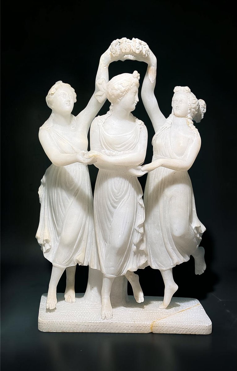 Neoclassical Sculpture Depicting The Three Greek Graces 