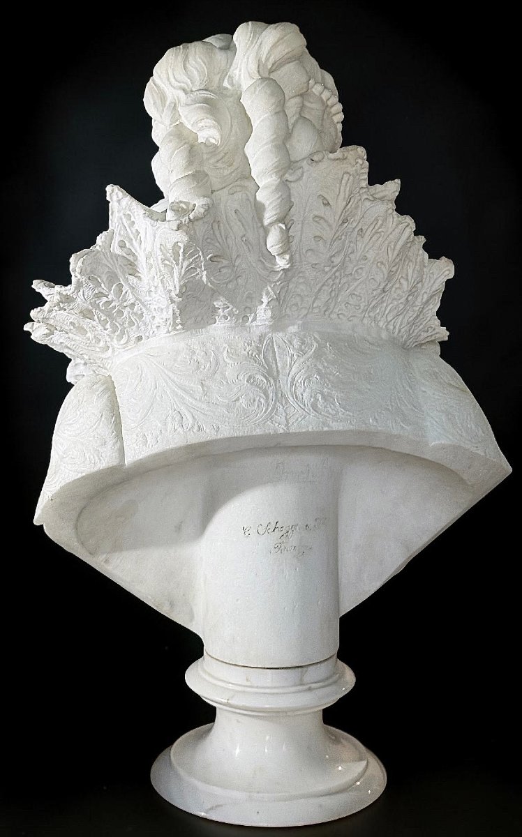Buste exclusif de Marie de Médicis, reine de France (provenant du musée Peter Kaus) Marbre -photo-5