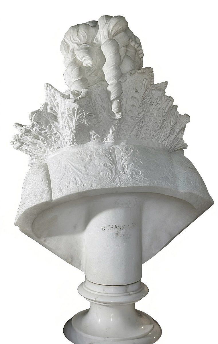 Buste exclusif de Marie de Médicis, reine de France (provenant du musée Peter Kaus) Marbre -photo-6