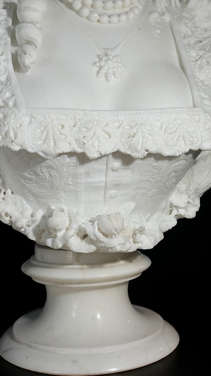 Buste exclusif de Marie de Médicis, reine de France (provenant du musée Peter Kaus) Marbre -photo-8