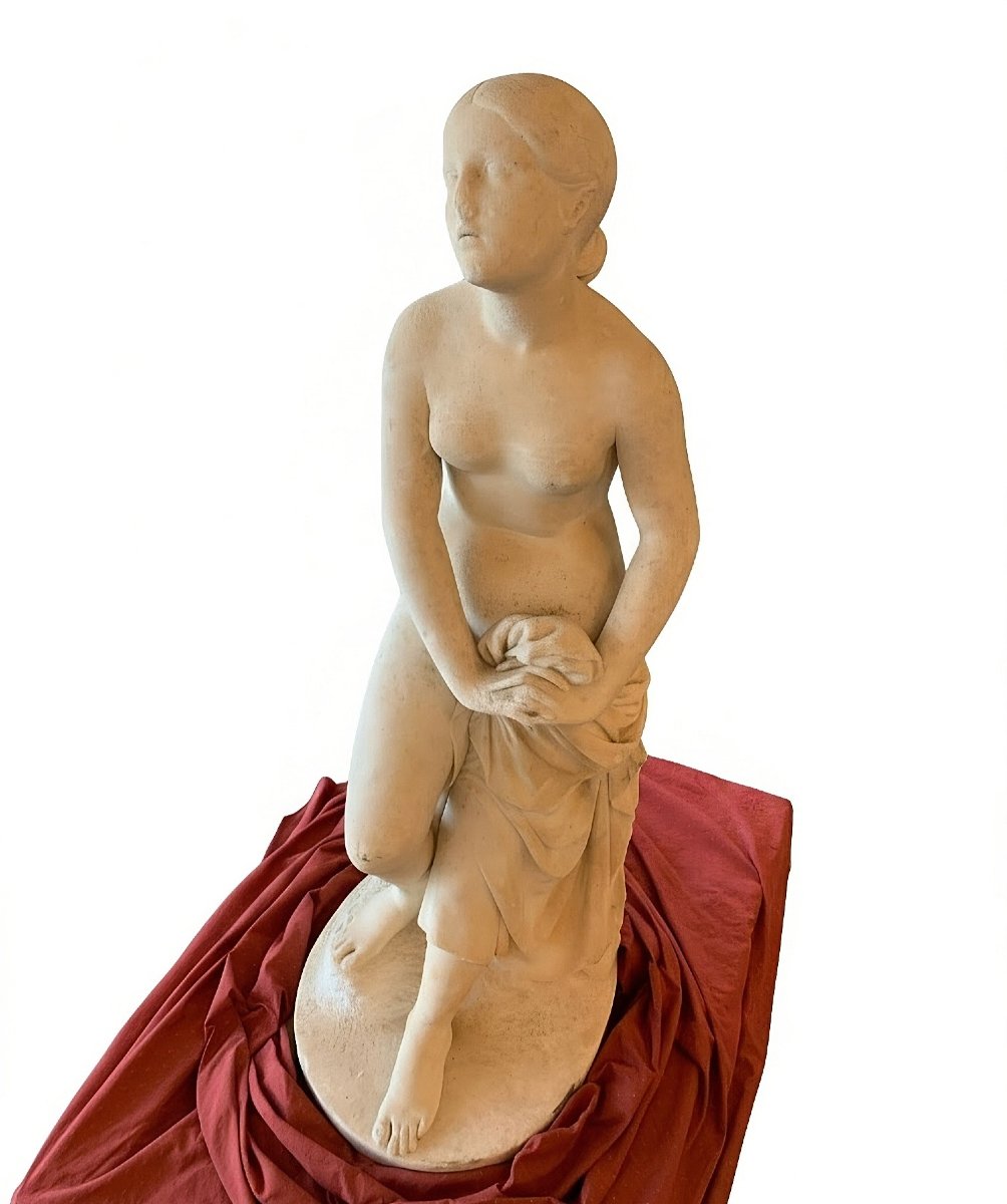 Statue Marbre Carrara Confiance en Dieu probablement Lorenzo Bartolini (1777), Roma 