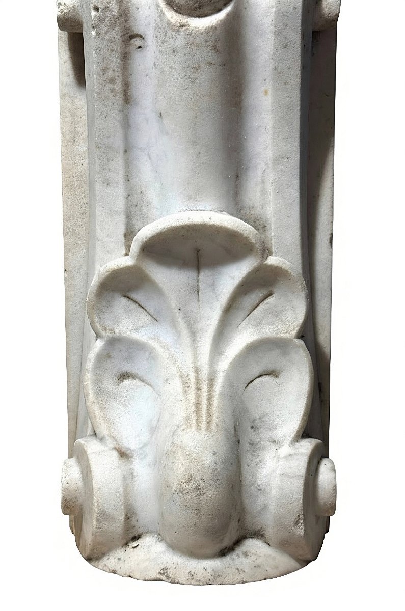 Pair Of Small Decorative Architectural Elements In White Carrara Marble -photo-6