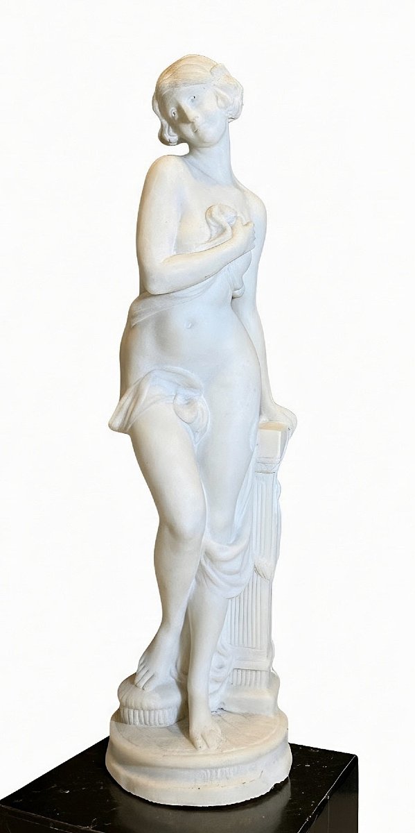 Statue Depicting A Young Nude Girl In White Carrara Statuary Marble -photo-2