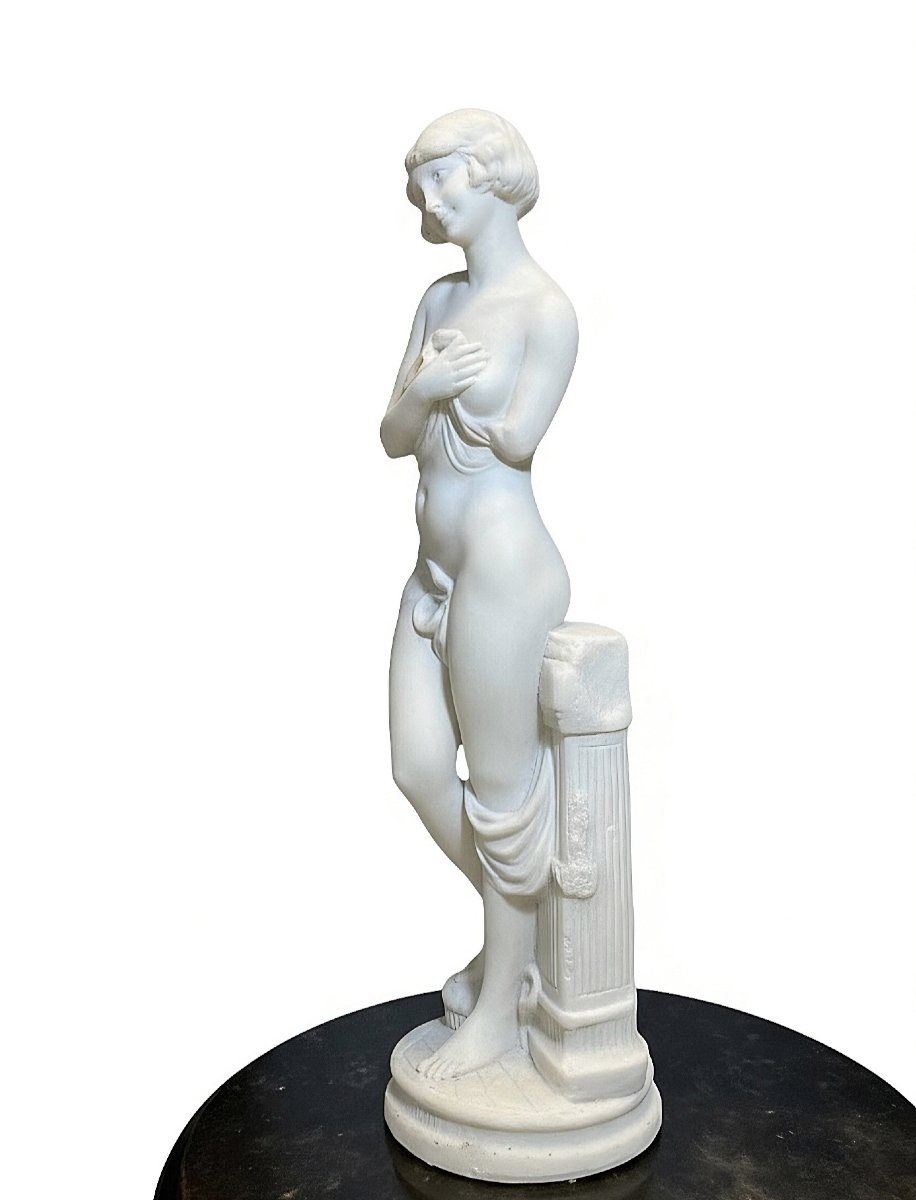 Statue Depicting A Young Nude Girl In White Carrara Statuary Marble -photo-3
