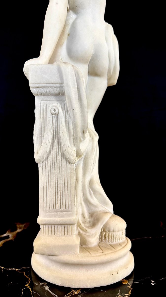 Statue Depicting A Young Nude Girl In White Carrara Statuary Marble -photo-3