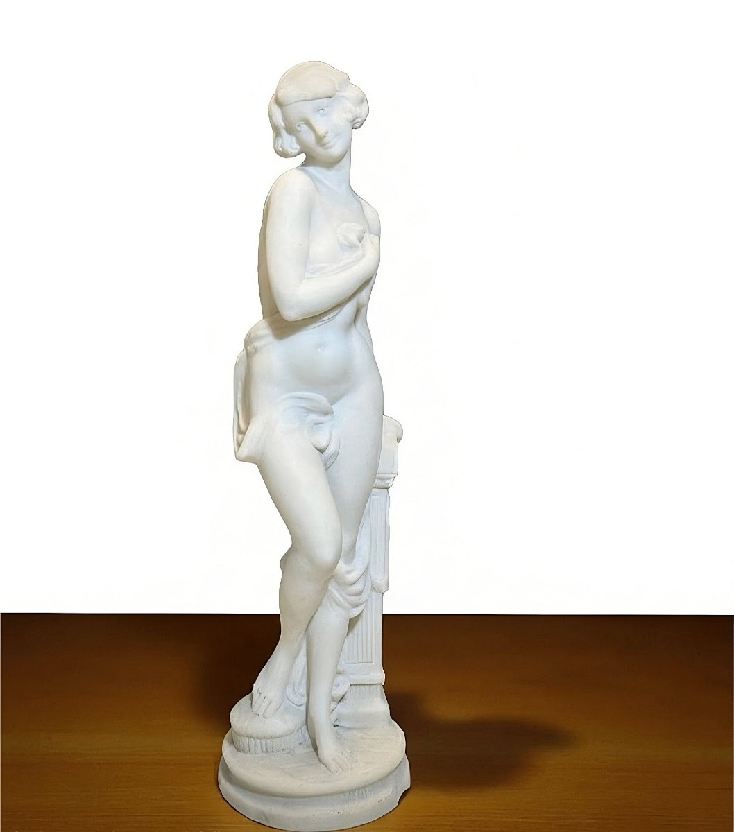 Statue Depicting A Young Nude Girl In White Carrara Statuary Marble -photo-5