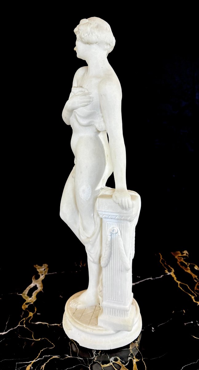 Statue Depicting A Young Nude Girl In White Carrara Statuary Marble -photo-7