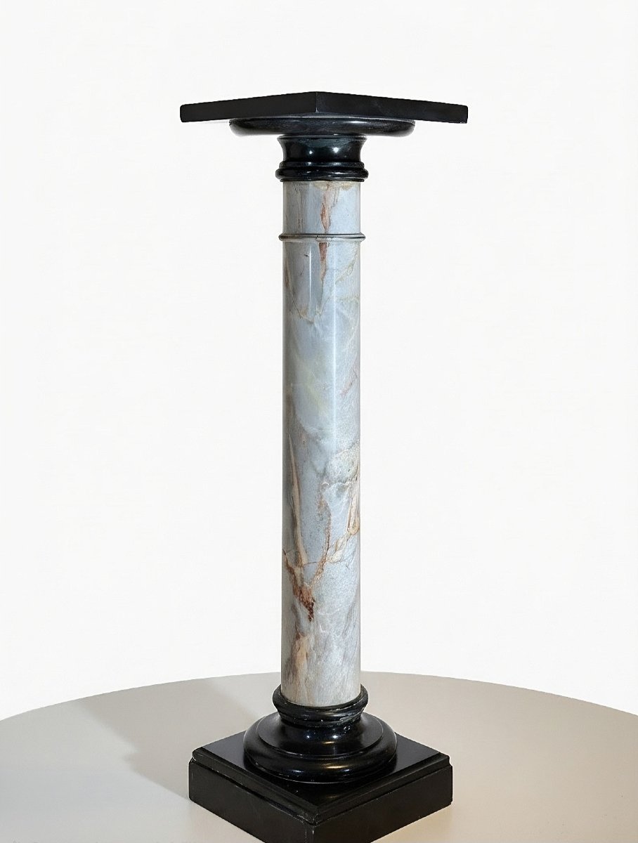 Column/capital In Brecciato Marble And Belgian Black Marble-photo-2
