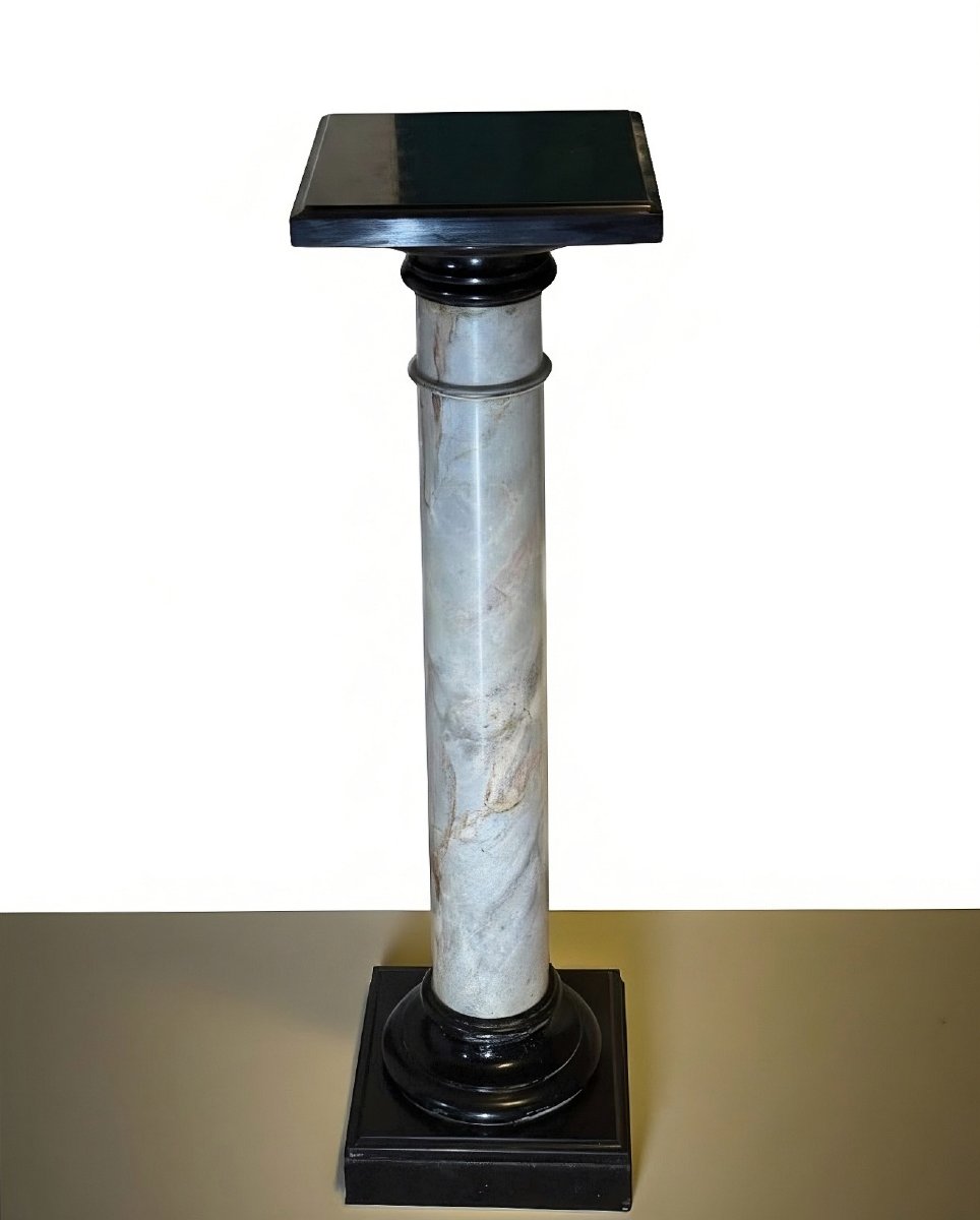 Column/capital In Brecciato Marble And Belgian Black Marble-photo-4