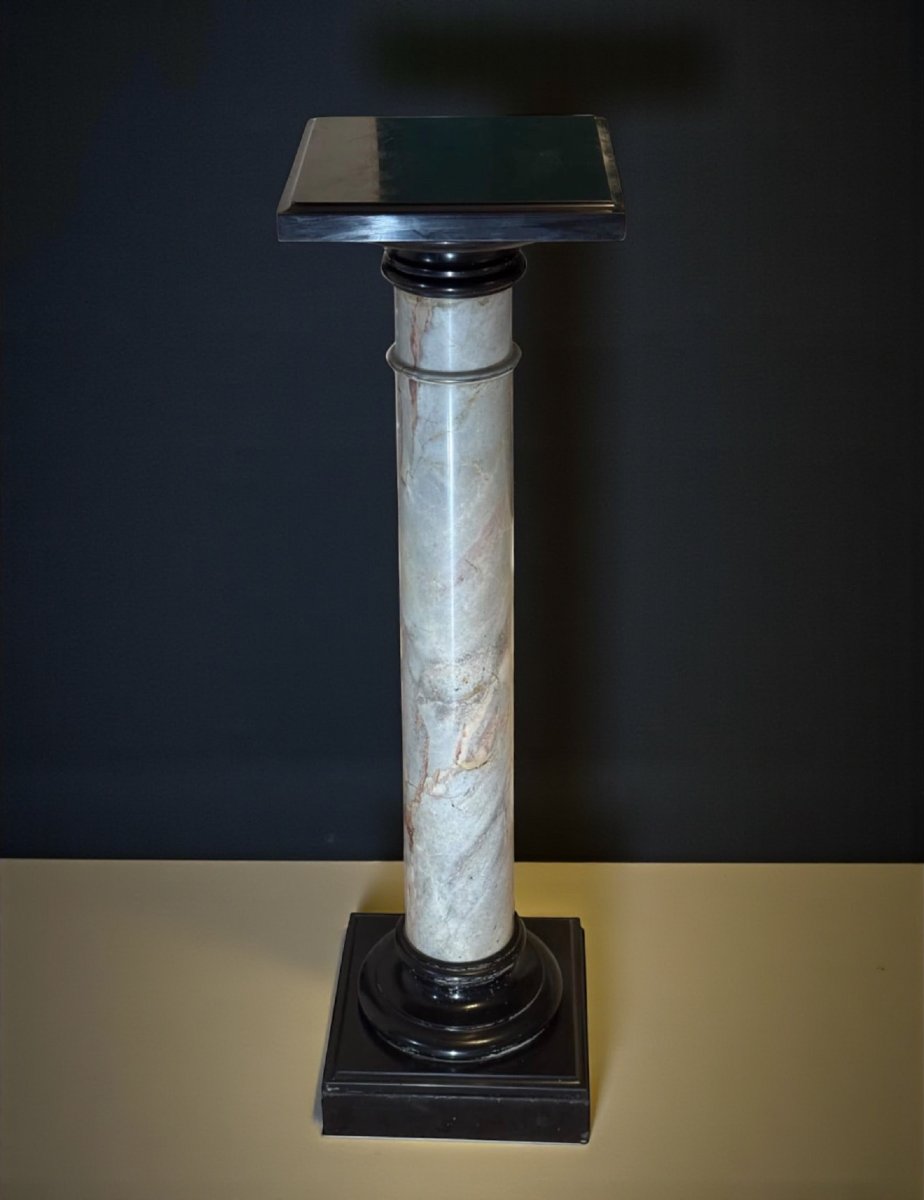 Column/capital In Brecciato Marble And Belgian Black Marble-photo-4