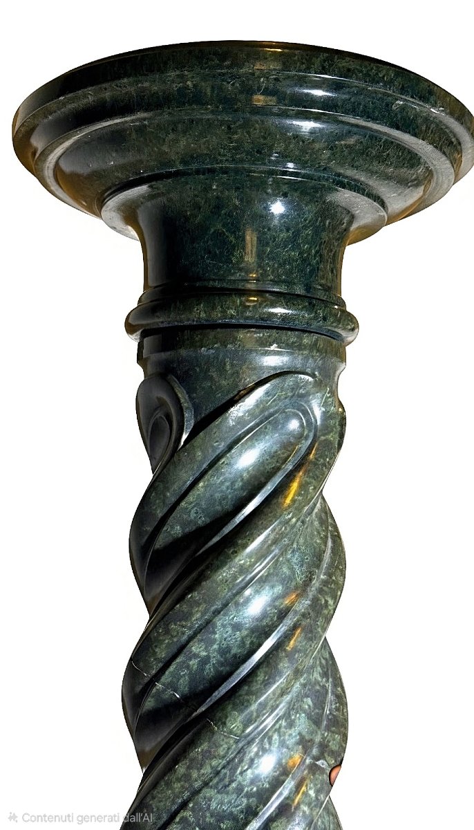 Twisted Column/capital In Green Marble -photo-3