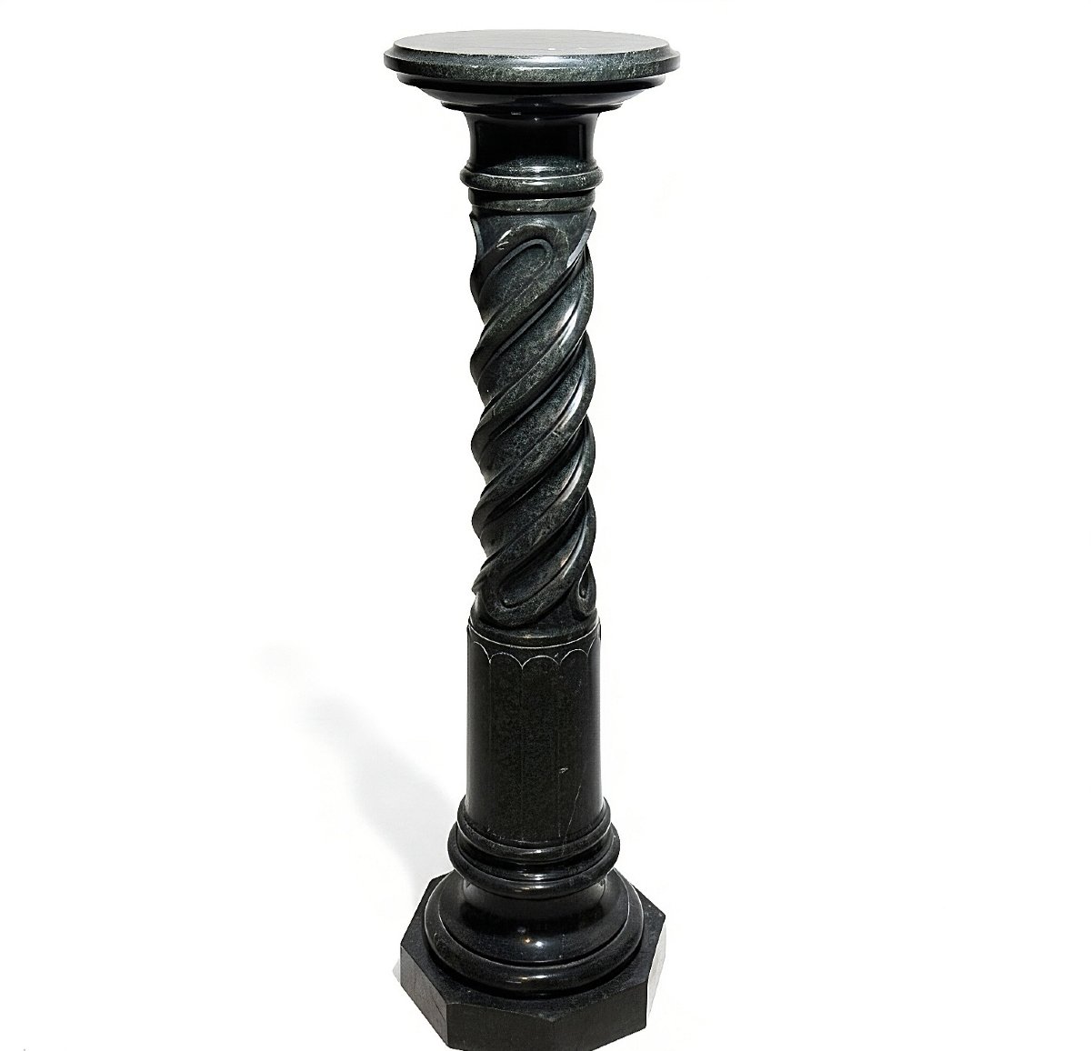 Twisted Column/capital In Green Marble 