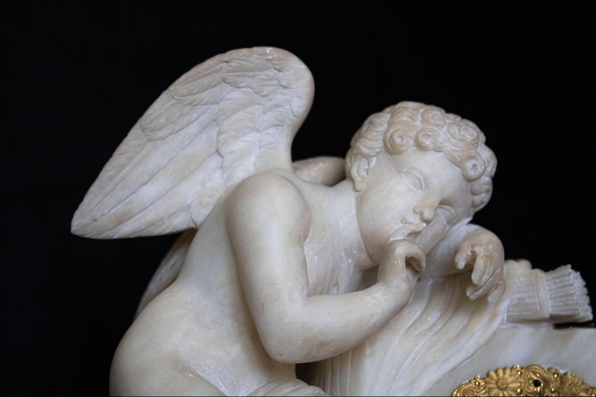 Sculpture/Pendule française ornée d'un petit ange-photo-3