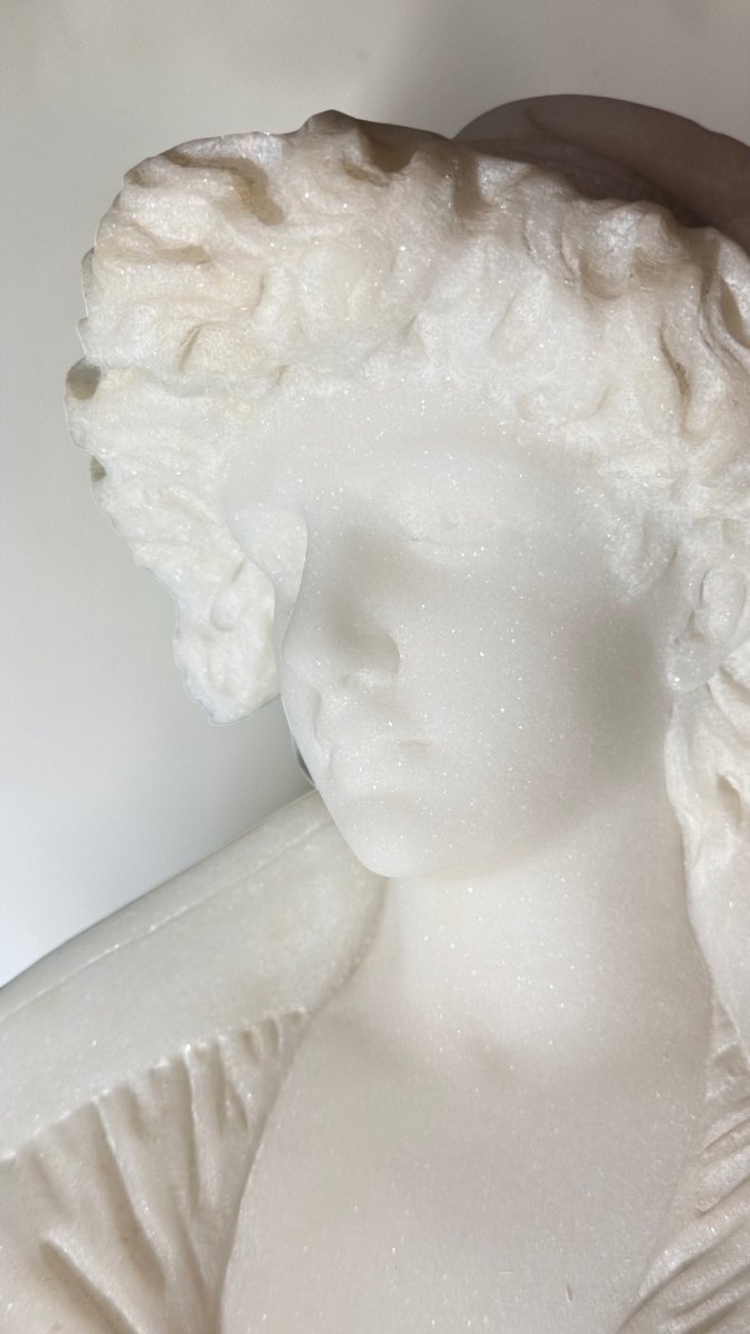 Statue représentant Masaniello (jeune pêcheur) en Marbre blanc de Carrare-photo-3