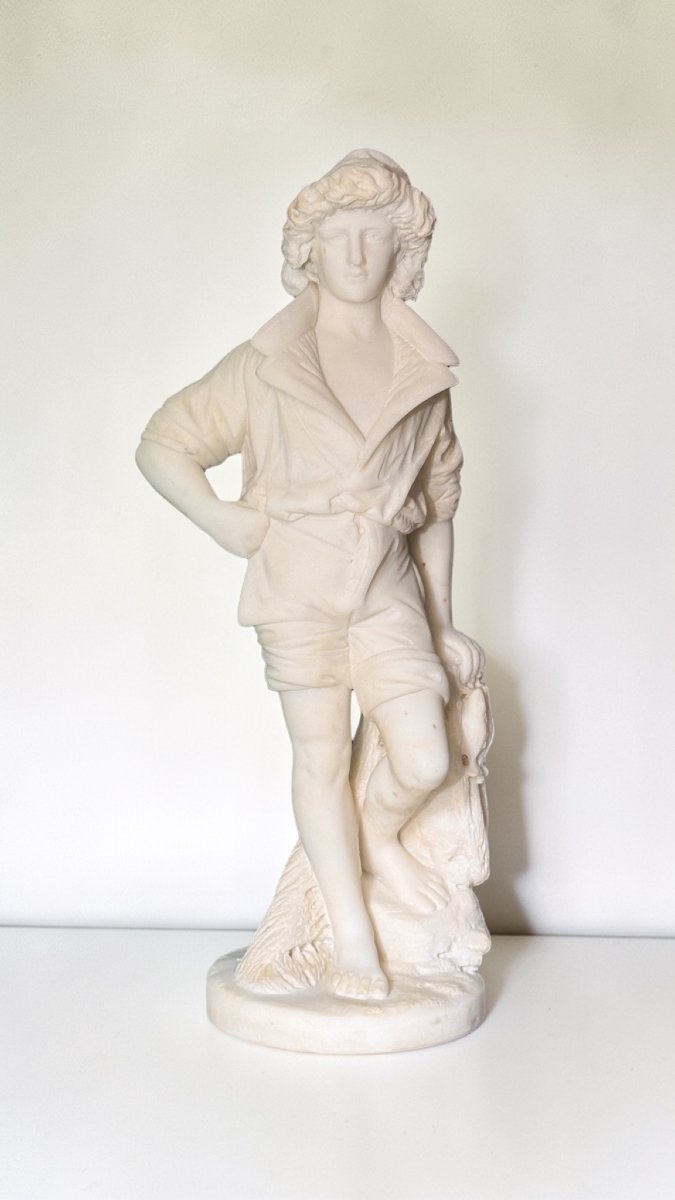 Statue représentant Masaniello (jeune pêcheur) en Marbre blanc de Carrare-photo-6