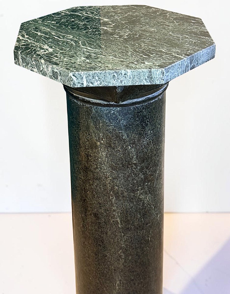 Colonne d'exception en Marbre serpentine vert des Alpes-photo-2